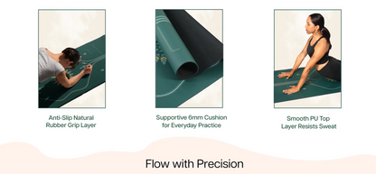 PU Alignment & Natural Rubber Yoga Mat 6mm